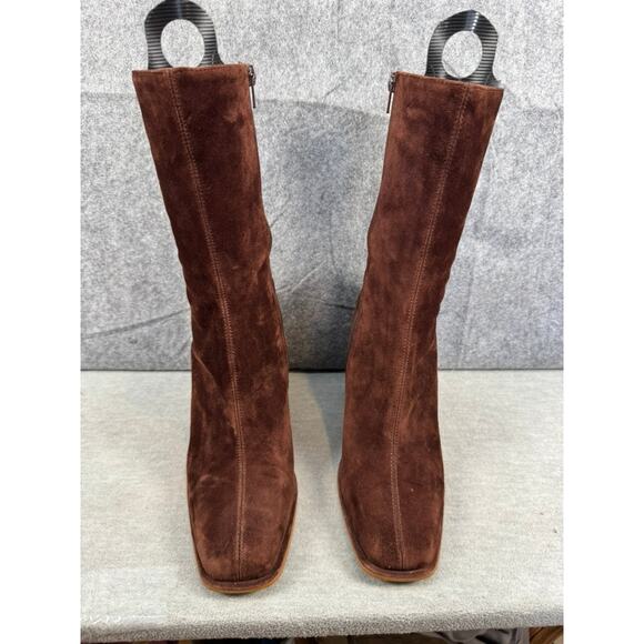Steve Madden Chocolate Suede Heeled Boots - Picture 2 of 9